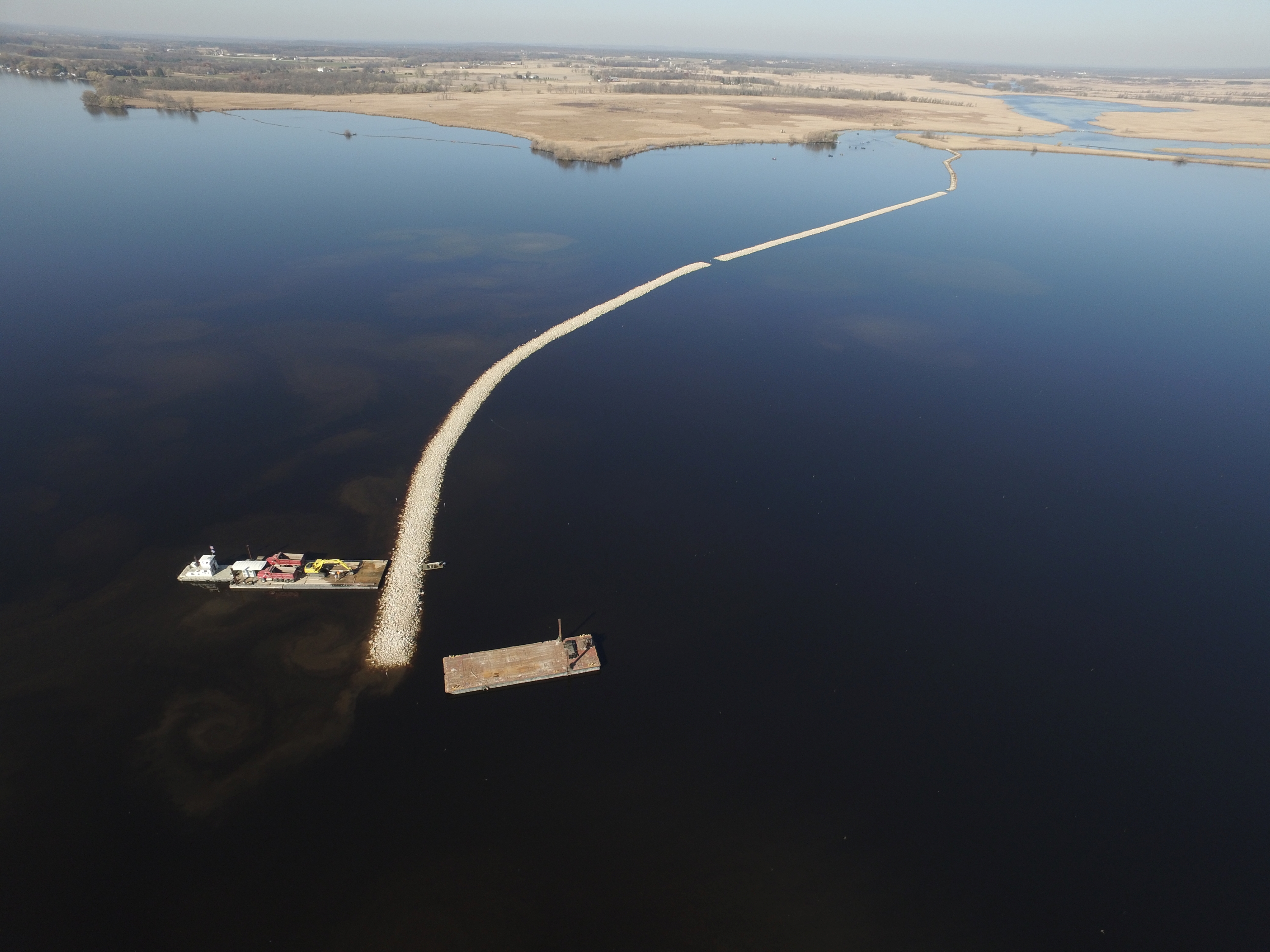 Drone Imagery of a LWCD Break Wall on Lake Winneconne