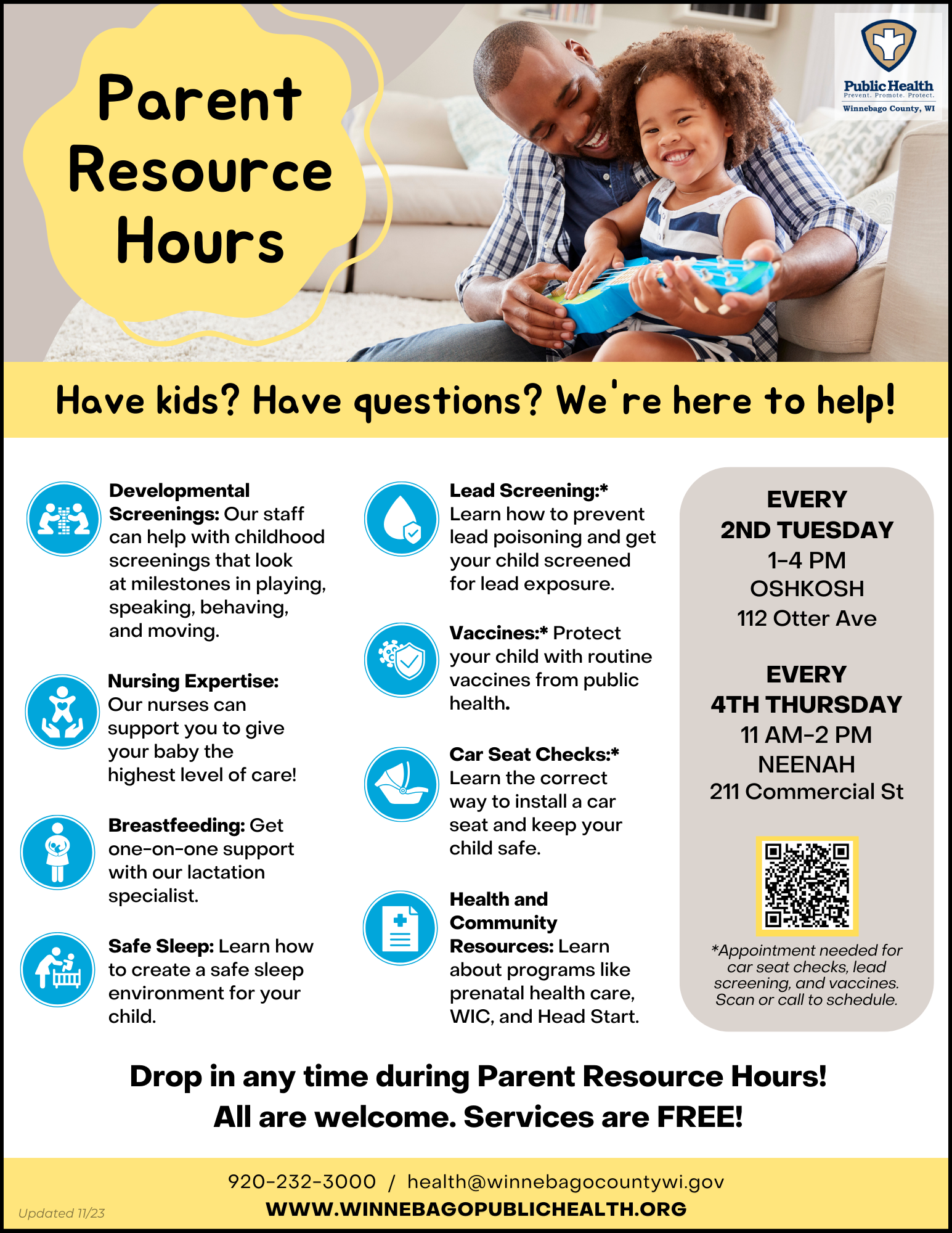 Parent Resource Hours Flyer - English