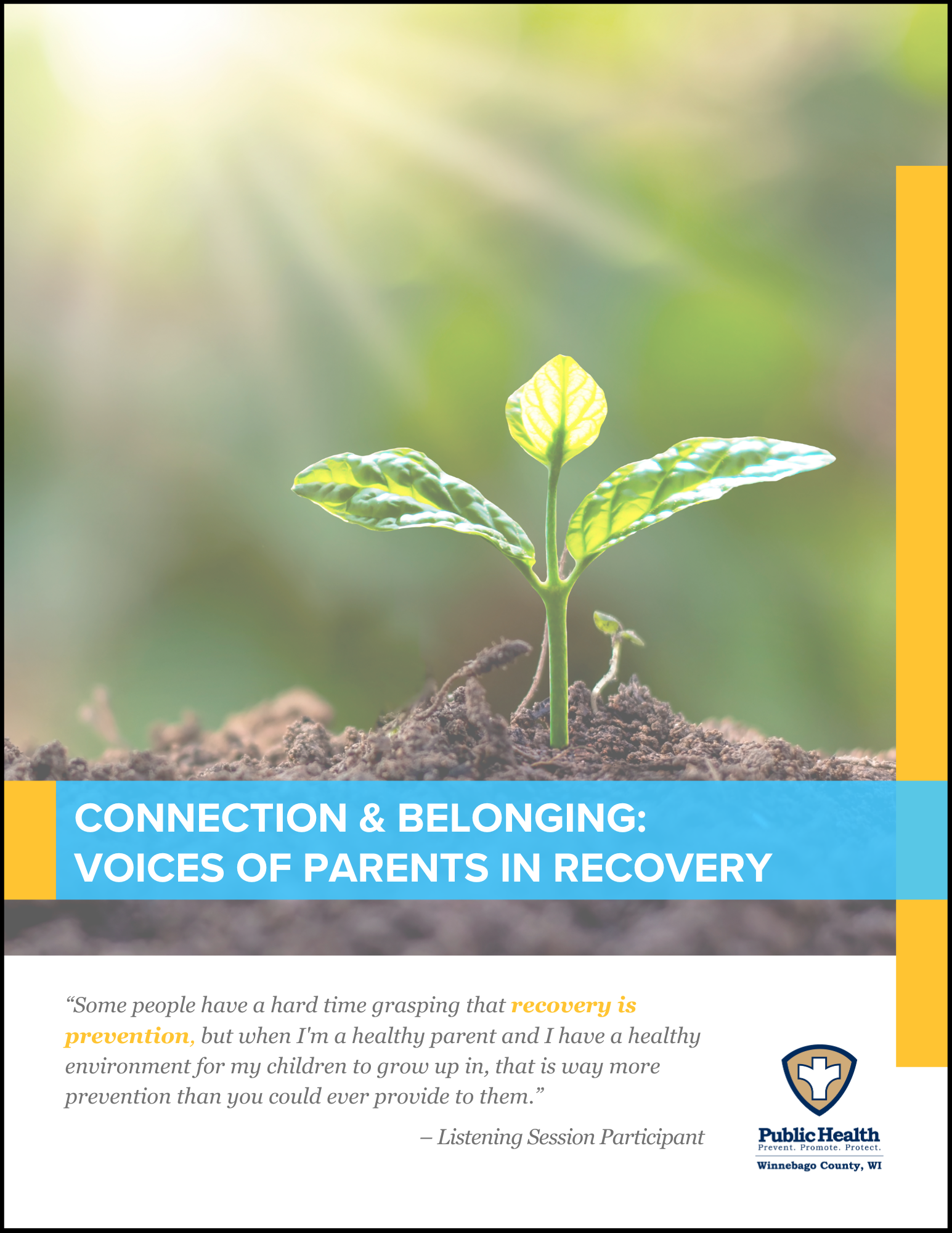 graphic of the cover of the Voices of Parents in Recovery report